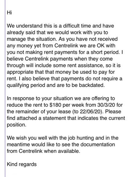 Landlord response for covid19